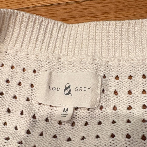 Lou & Grey White and Teal Crew Neck Sweater - Picture 3 of 9